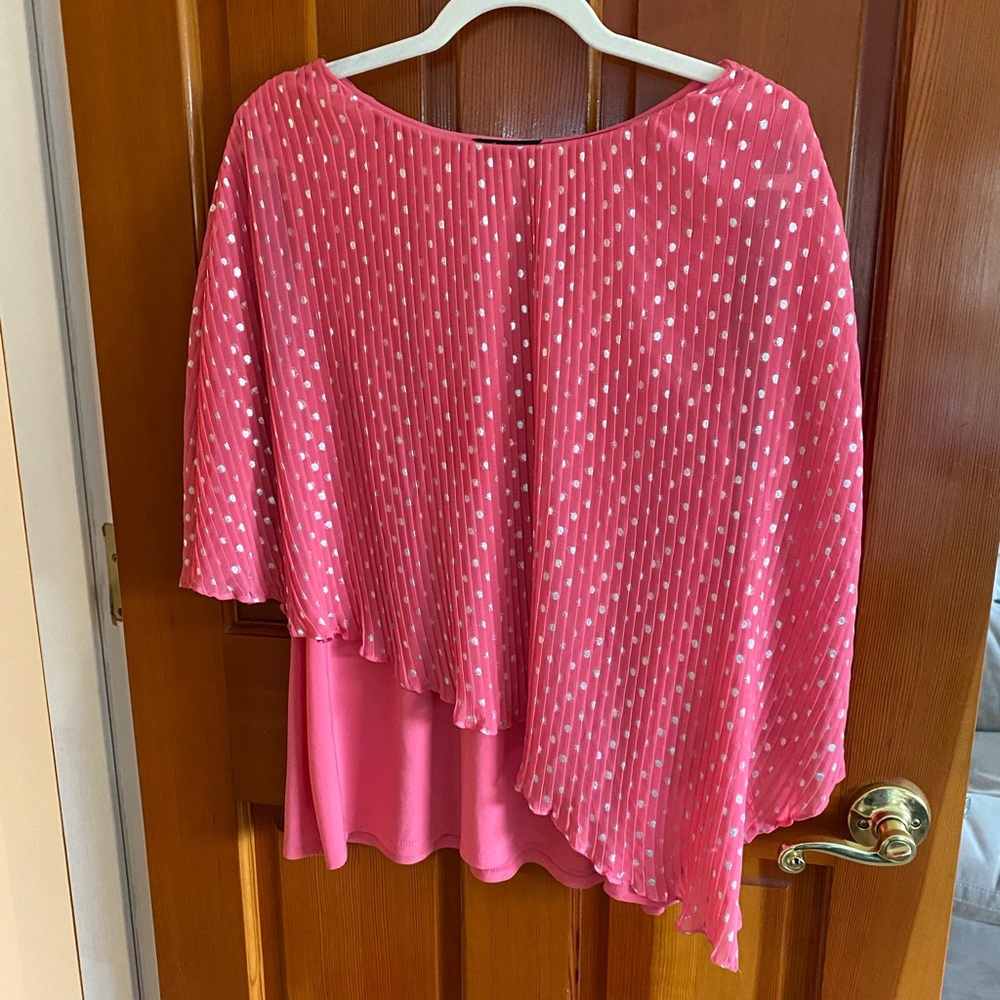 Beautiful peach colored shirt with sparkly overlay